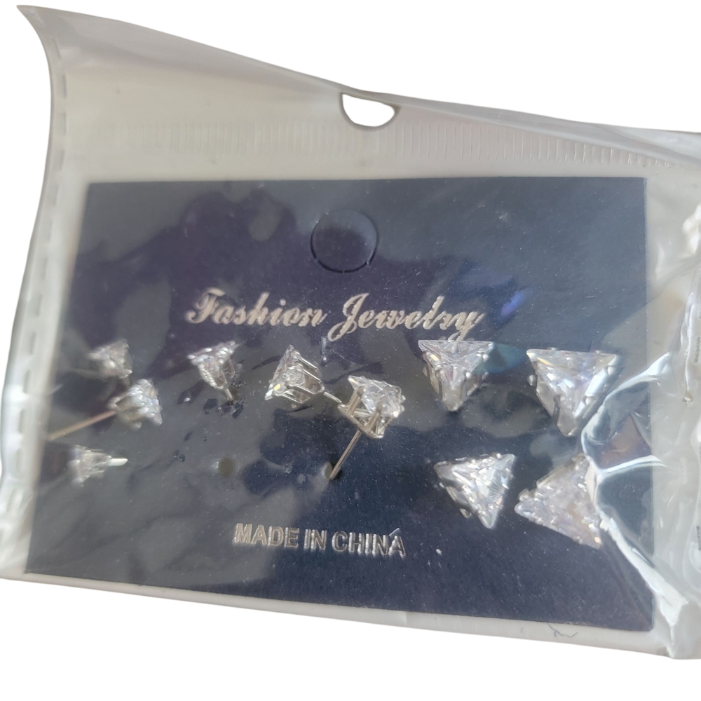 Silver Triangle Stud Earrings